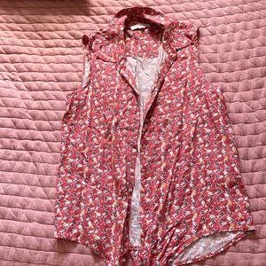 Bird print sleeveless top